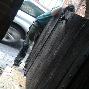 Old door being moved