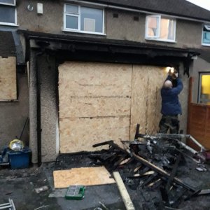 Boarding up after a fire